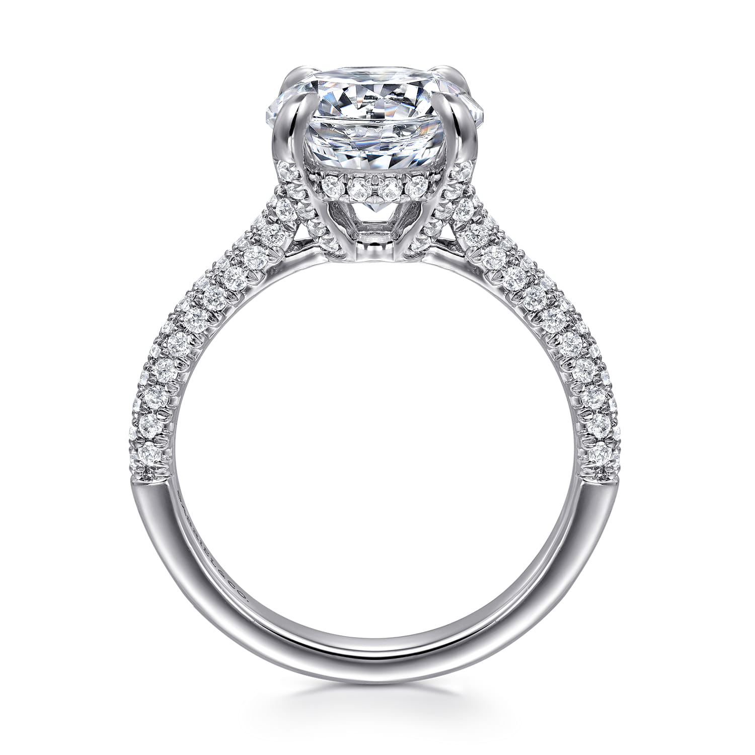 Cadie - 14K White Gold Round Pave Diamond Engagement Ring - 0.5 ct - Shot 2