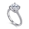 Cadie - 14K White Gold Round Pave Diamond Engagement Ring - 0.5 ct