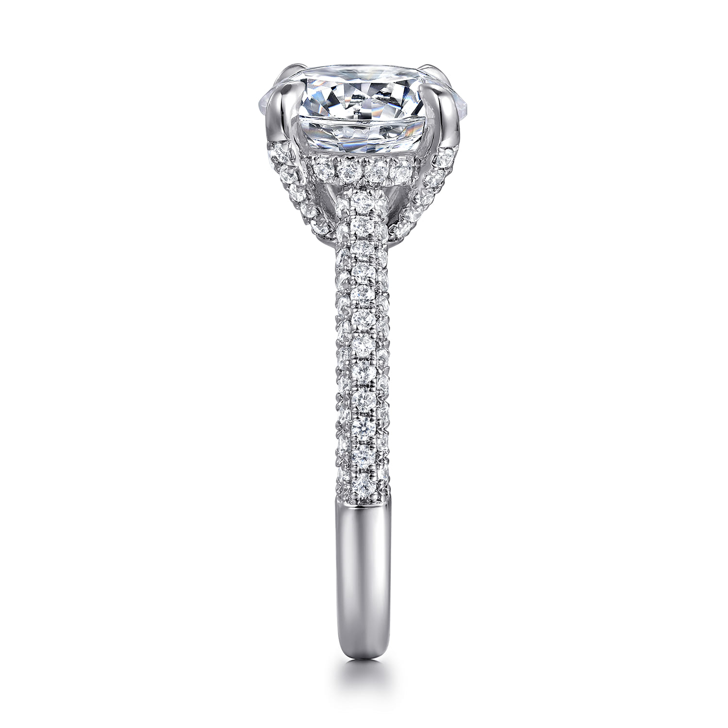 Cadie - 14K White Gold Round Pave Diamond Engagement Ring - 0.5 ct - Shot 5