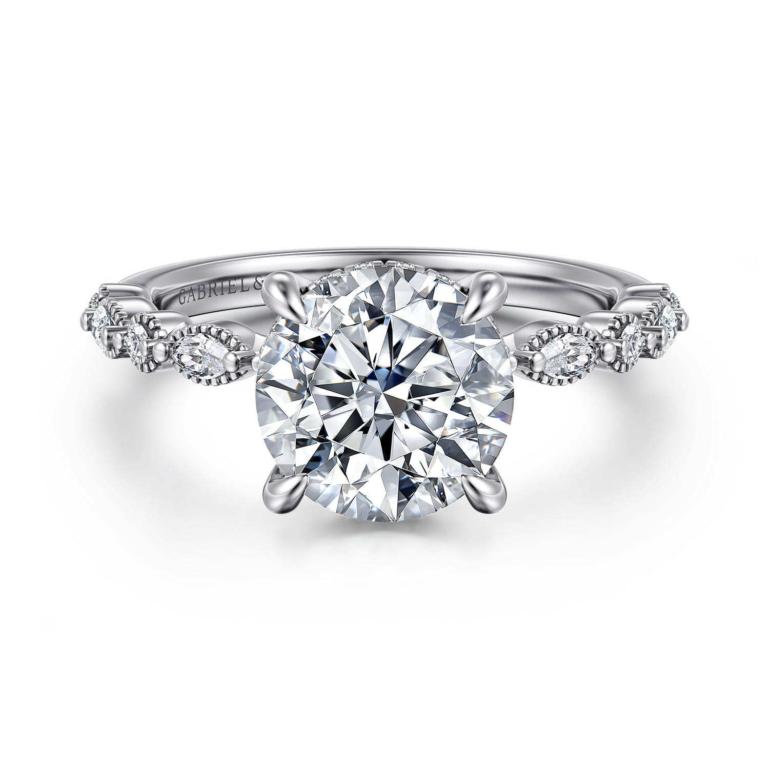 Lanna - 14K White Gold Round Diamond Engagement Ring - 0.3 ct - Shot 1