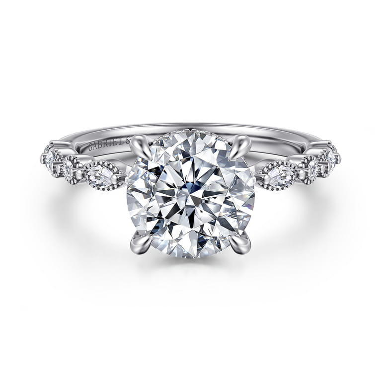 Lanna - 14K White Gold Round Diamond Engagement Ring - 0.3 ct - Shot 1