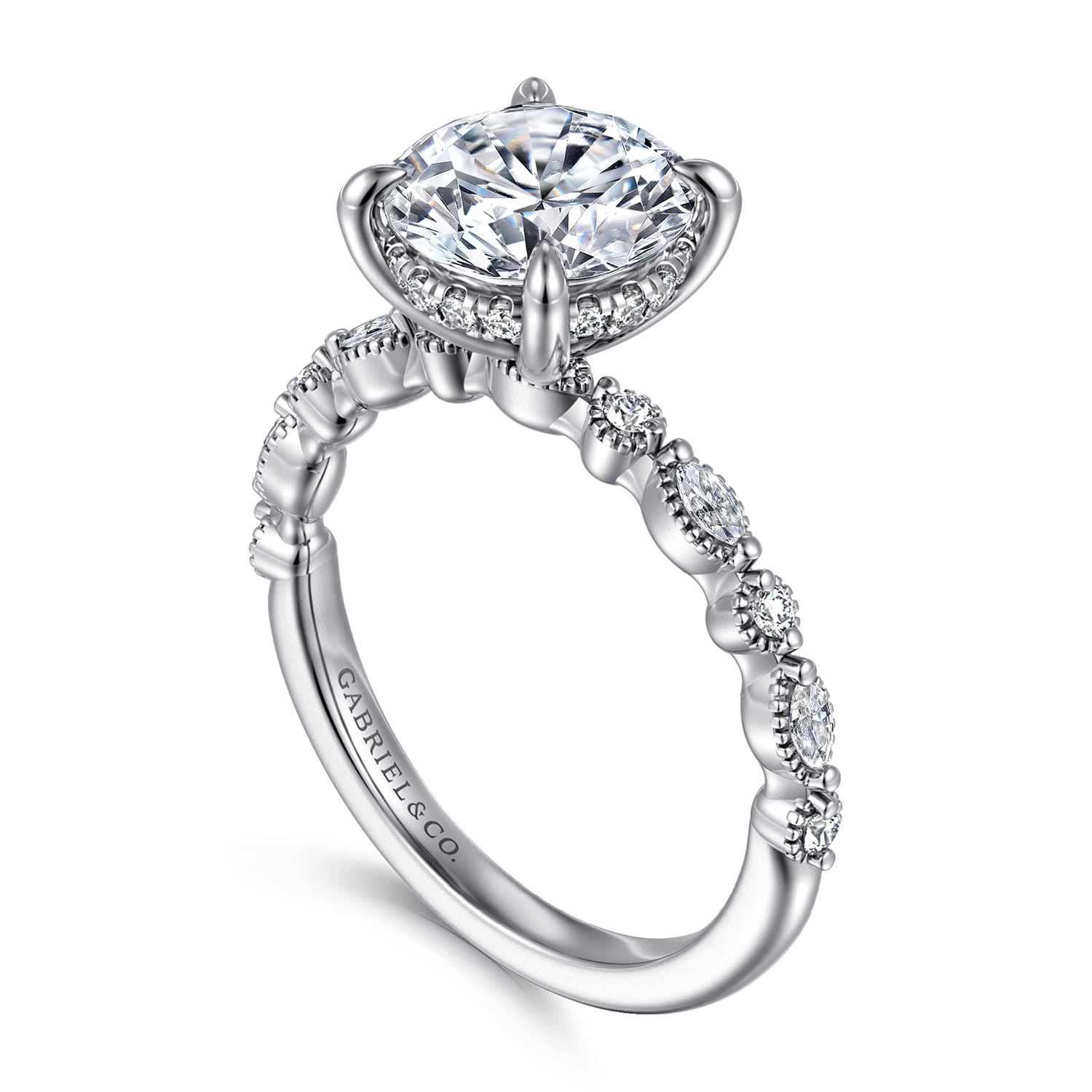 Lanna - 14K White Gold Round Diamond Engagement Ring - 0.3 ct - Shot 3