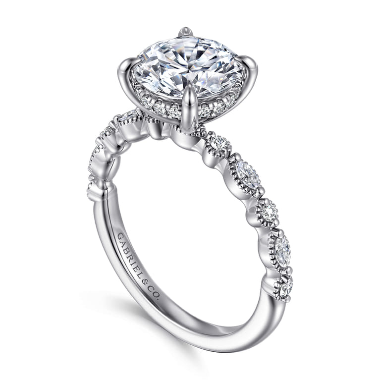Lanna - 14K White Gold Round Diamond Engagement Ring - 0.3 ct - Shot 3