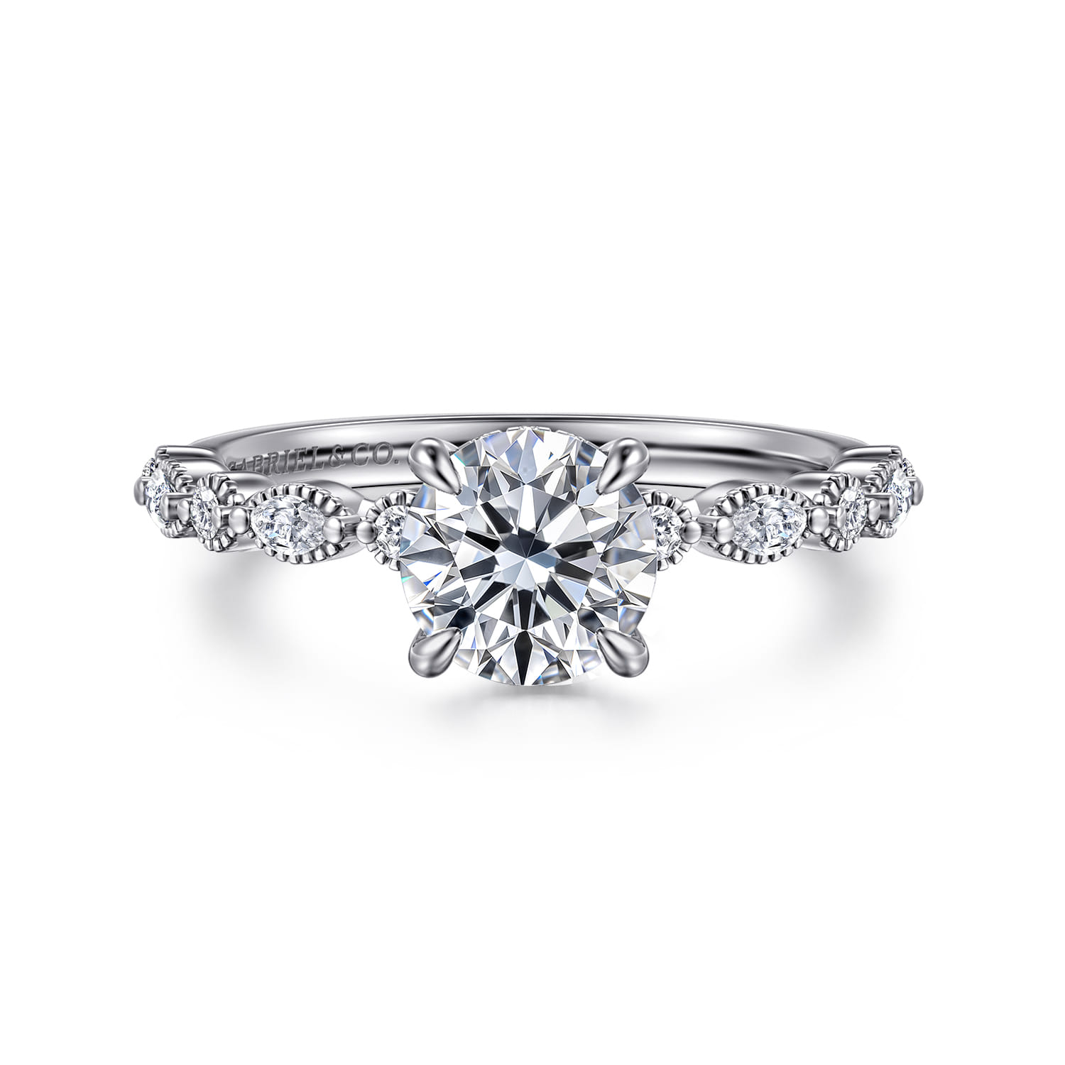 Lanna - 14K White Gold Round Diamond Engagement Ring - 0.25 ct - Shot 1