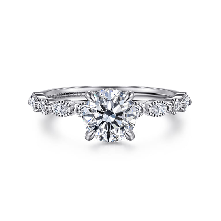 Lanna - 14K White Gold Round Diamond Engagement Ring - 0.25 ct - Shot 1