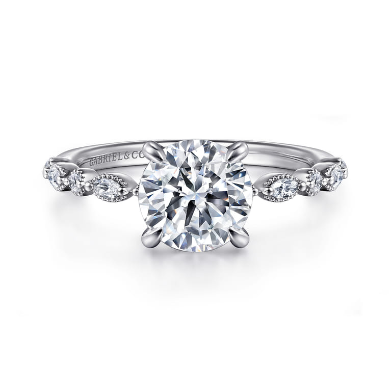 Lanna - 14K White Gold Round Diamond Engagement Ring - 0.3 ct - Shot 1