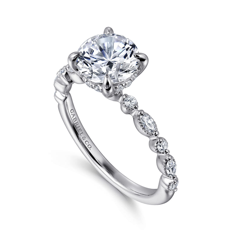 Lanna - 14K White Gold Round Diamond Engagement Ring - 0.3 ct - Shot 3