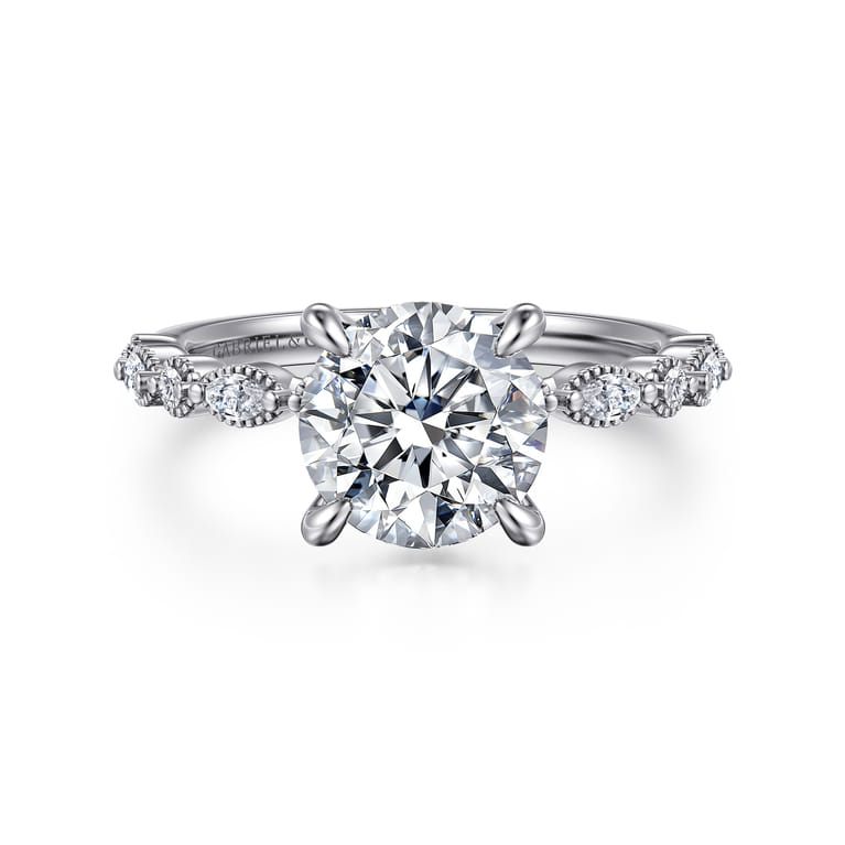Lanna - 14K White Gold Round Diamond Engagement Ring - 0.3 ct - Shot 1