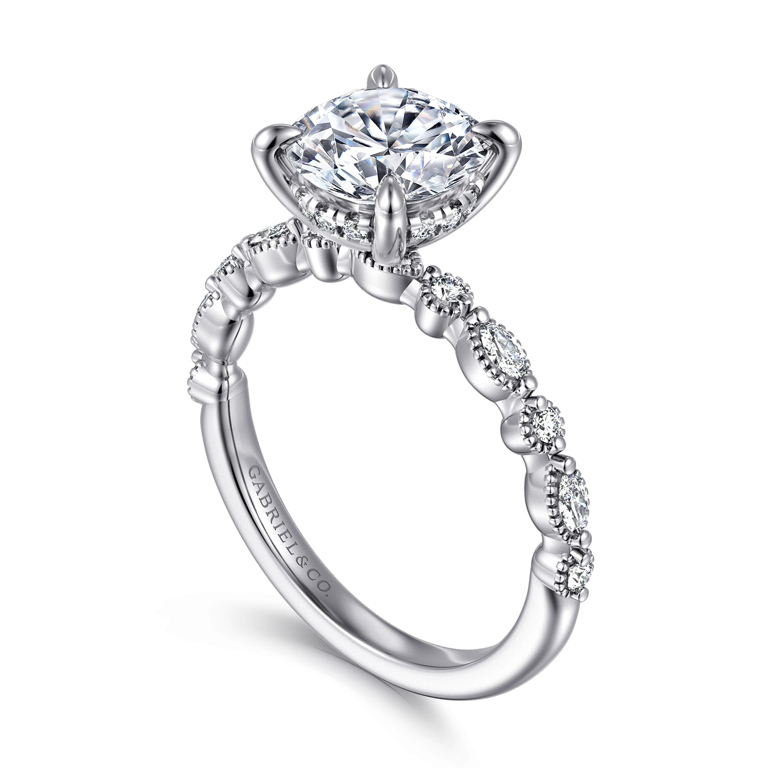 Lanna - 14K White Gold Round Diamond Engagement Ring - 0.3 ct - Shot 3