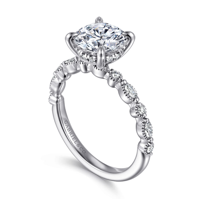Lanna - 14K White Gold Round Diamond Engagement Ring - 0.3 ct - Shot 3