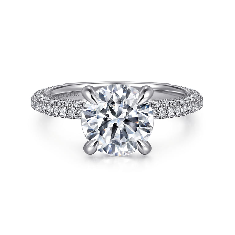 Xenia - 14K White Gold Round Diamond Engagement Ring - 0.6 ct - Shot 1