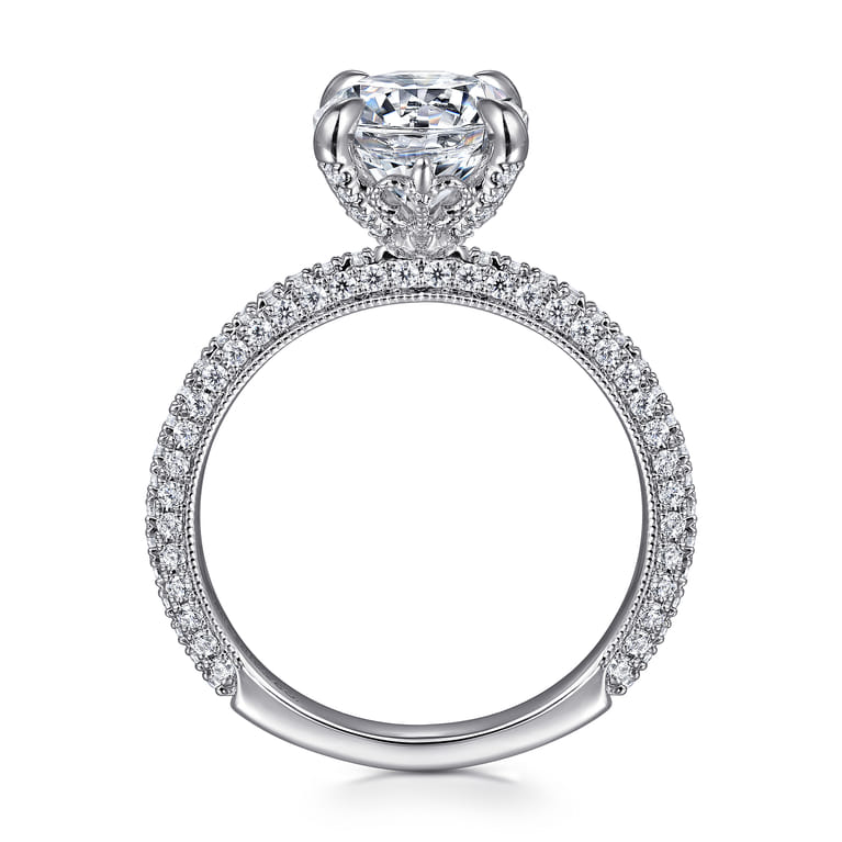 Xenia - 14K White Gold Round Diamond Engagement Ring - 0.6 ct - Shot 2