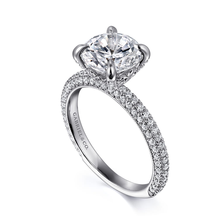 Xenia - 14K White Gold Round Diamond Engagement Ring - 0.6 ct - Shot 3