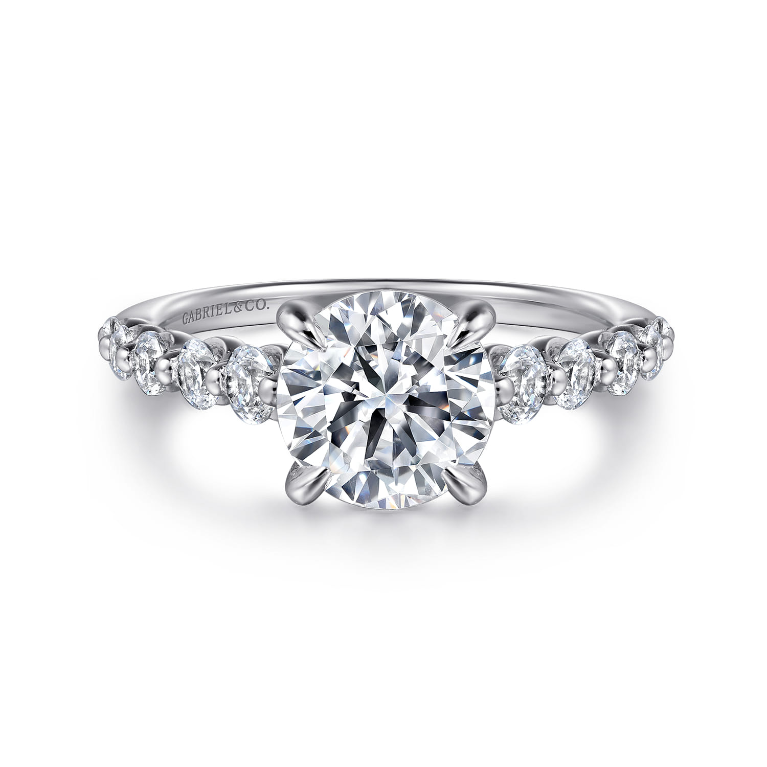 Emberlie - 14K White Gold Round Diamond Engagement Ring - 0.5 ct - Shot 1