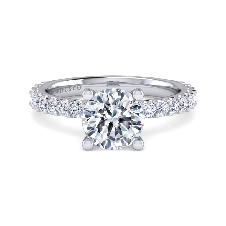 Amata - 14K White Gold Round Diamond Engagement Ring - 0.5 ct - Shot 1