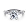 Alisa - 14K White Gold Round Hidden Halo Diamond Engagement Ring - 0.5 ct