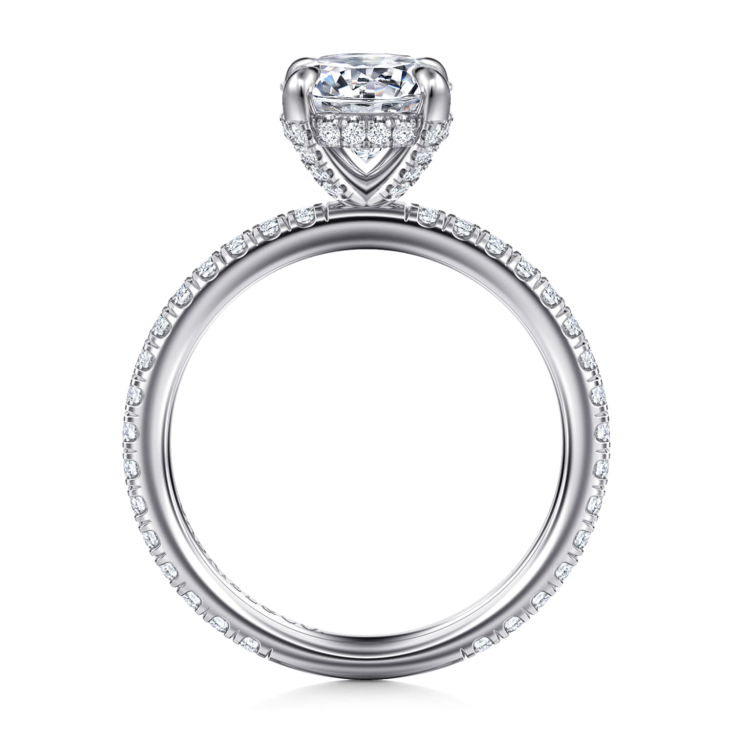 Alisa - 14K White Gold Round Hidden Halo Diamond Engagement Ring - 0.5 ct - Shot 2