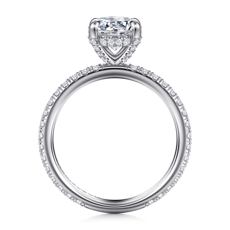 Alisa - 14K White Gold Round Hidden Halo Diamond Engagement Ring - 0.5 ct - Shot 2