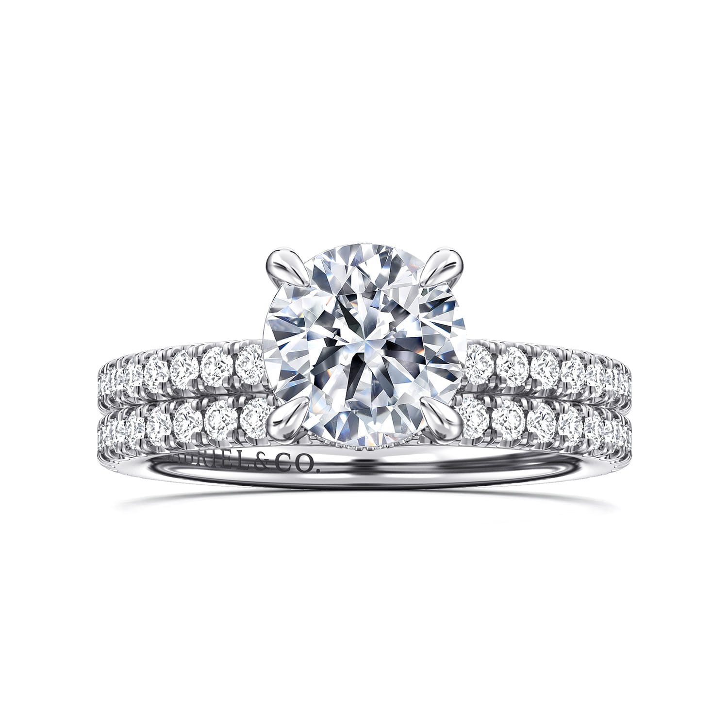 Alisa - 14K White Gold Round Hidden Halo Diamond Engagement Ring - 0.5 ct - Shot 4