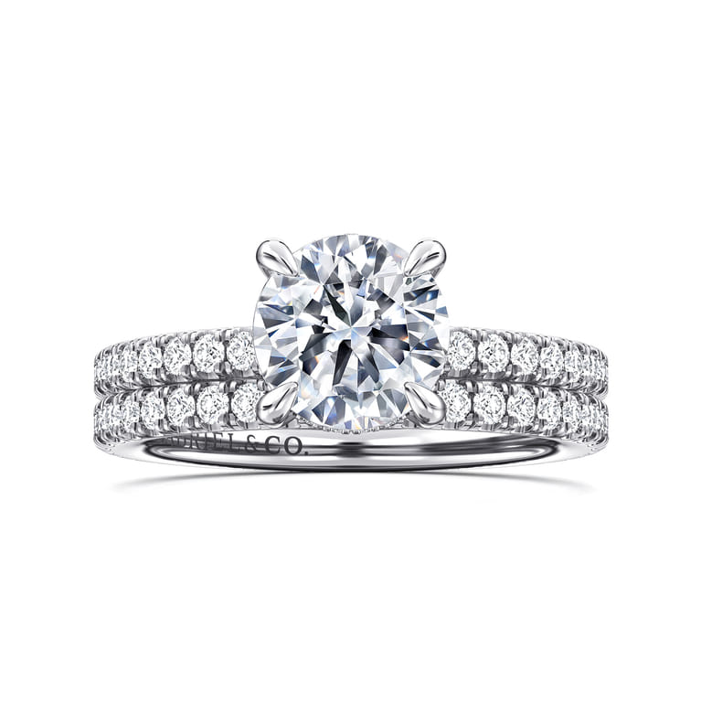 Alisa - 14K White Gold Round Hidden Halo Diamond Engagement Ring - 0.5 ct - Shot 4