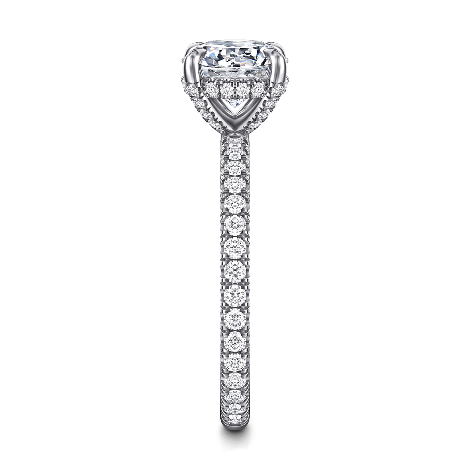 Alisa - 14K White Gold Round Hidden Halo Diamond Engagement Ring - 0.5 ct - Shot 5