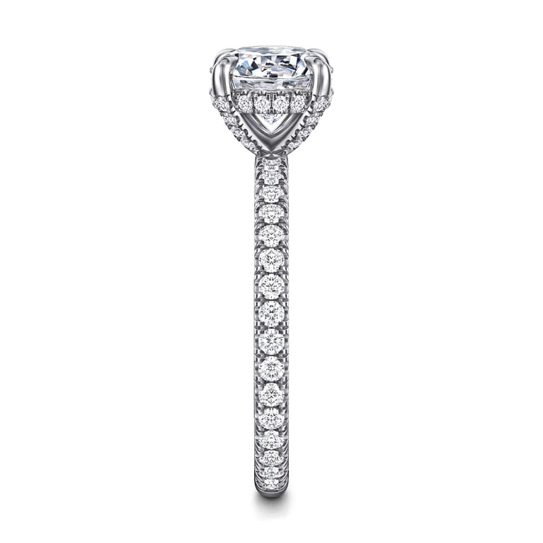 Alisa - 14K White Gold Round Hidden Halo Diamond Engagement Ring - 0.5 ct - Shot 5