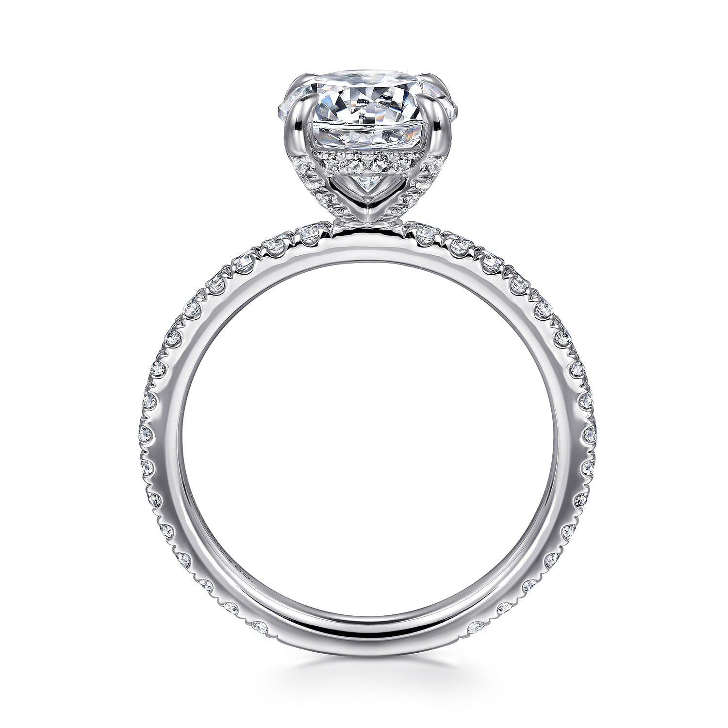 Alisa - 14K White Gold Round Hidden Halo Diamond Engagement Ring - 0.5 ct - Shot 2