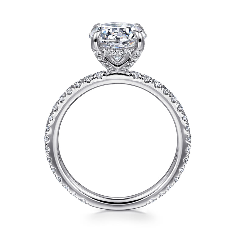 Alisa - 14K White Gold Round Hidden Halo Diamond Engagement Ring - 0.5 ct - Shot 2