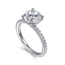 Alisa - 14K White Gold Round Hidden Halo Diamond Engagement Ring - 0.5 ct