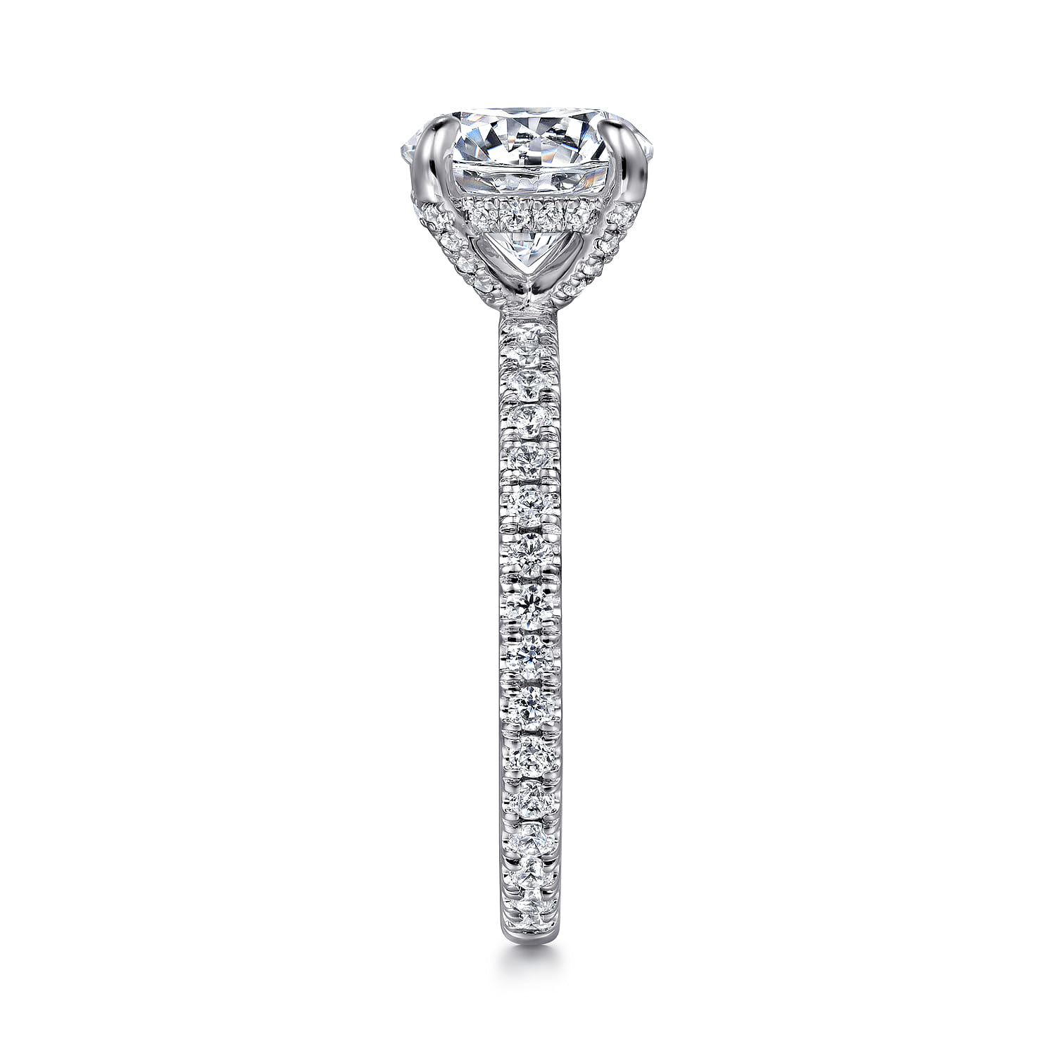 Alisa - 14K White Gold Round Hidden Halo Diamond Engagement Ring - 0.5 ct - Shot 5