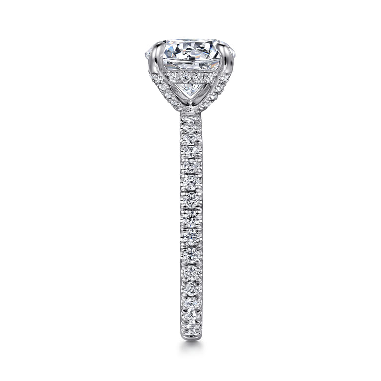 Alisa - 14K White Gold Round Hidden Halo Diamond Engagement Ring - 0.5 ct - Shot 5