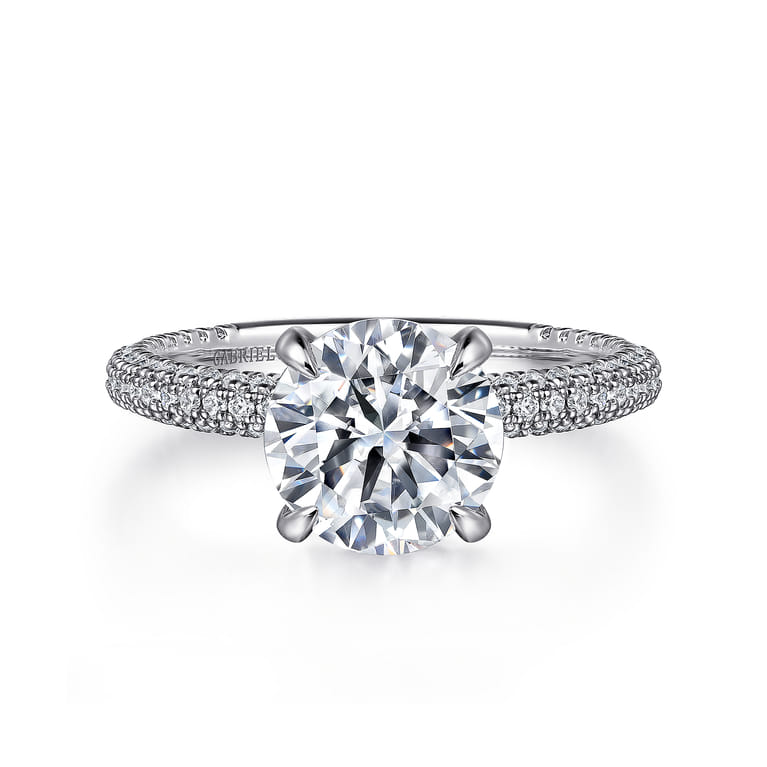 Alinna - 14K White Gold Round Diamond Engagement Ring - 0.7 ct - Shot 1