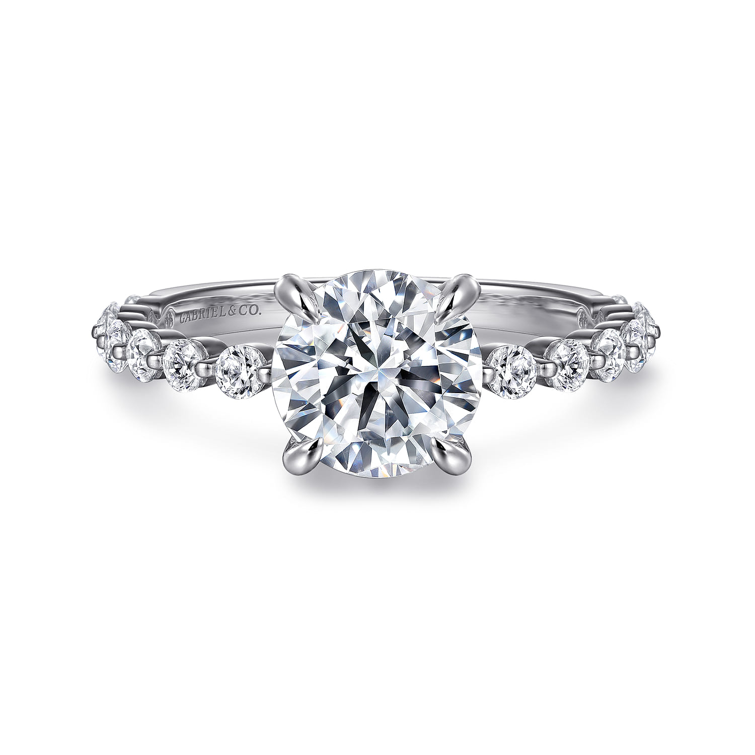Silvey - 14K White Gold Round Single Prong Diamond Engagement Ring - 0.5 ct - Shot 1