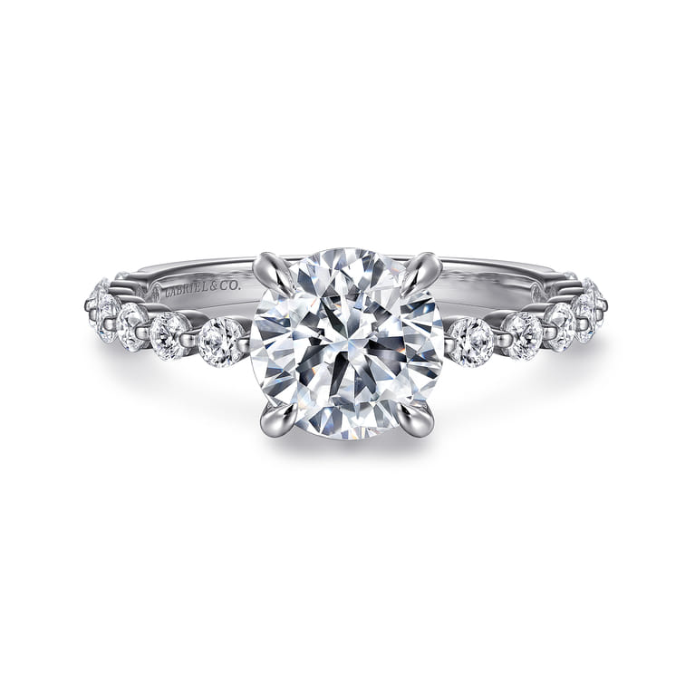 Silvey - 14K White Gold Round Single Prong Diamond Engagement Ring - 0.5 ct - Shot 1