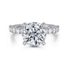 Florah - 14K White Gold Round Hidden Halo Diamond Engagement Ring - 0.7 ct