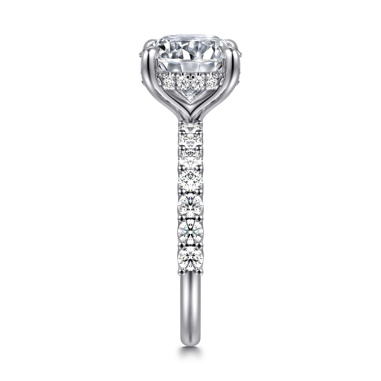 Florah - 14K White Gold Round Hidden Halo Diamond Engagement Ring - 0.7 ct - Shot 4