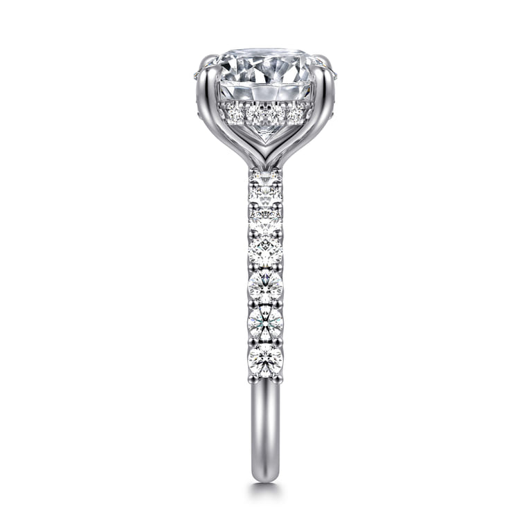 Florah - 14K White Gold Round Hidden Halo Diamond Engagement Ring - 0.7 ct - Shot 4