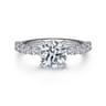 Florah - 14K White Gold Round Hidden Halo Diamond Engagement Ring - 0.7 ct