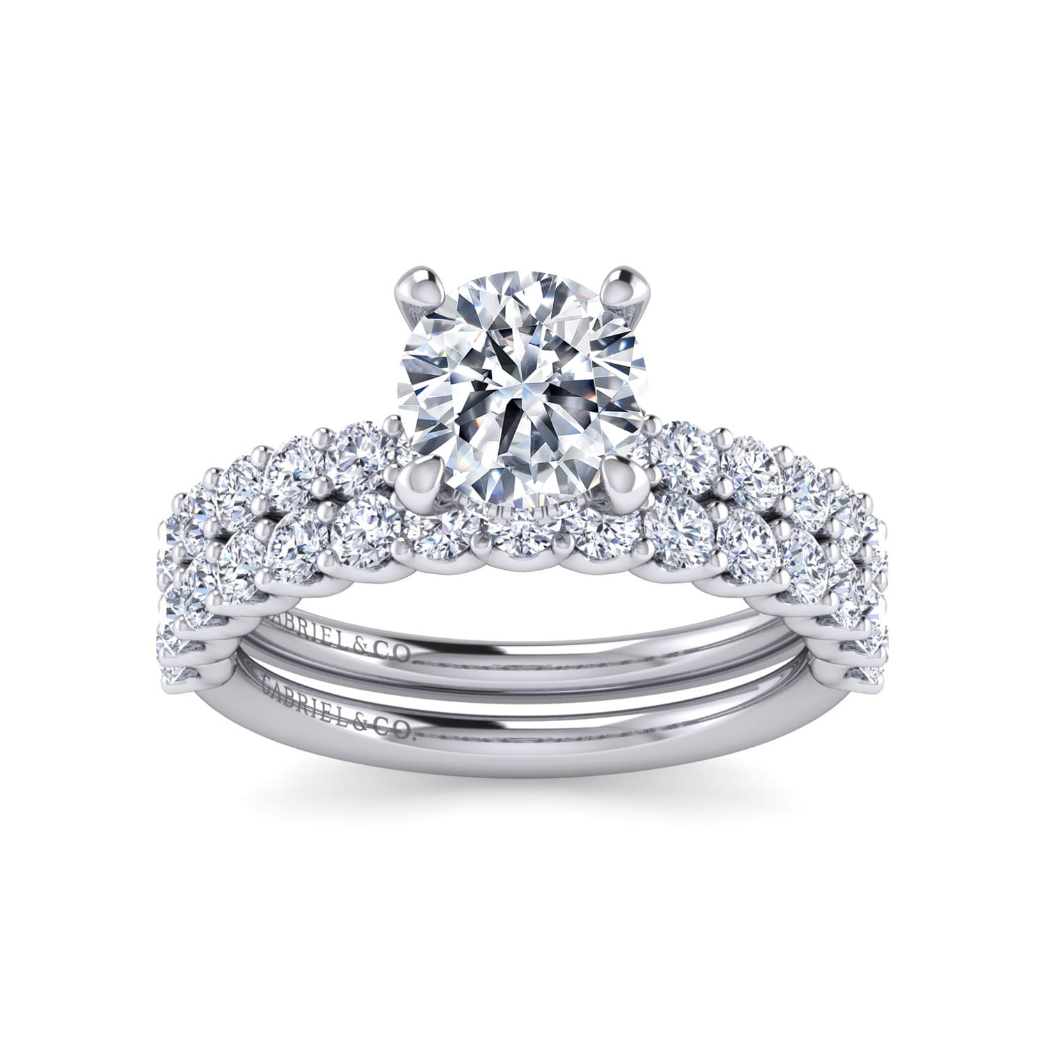 Florah - 14K White Gold Round Hidden Halo Diamond Engagement Ring - 0.7 ct - Shot 4
