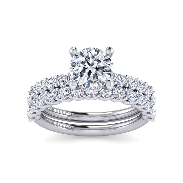 Florah - 14K White Gold Round Hidden Halo Diamond Engagement Ring - 0.7 ct - Shot 4