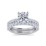 Florah - 14K White Gold Round Hidden Halo Diamond Engagement Ring - 0.7 ct
