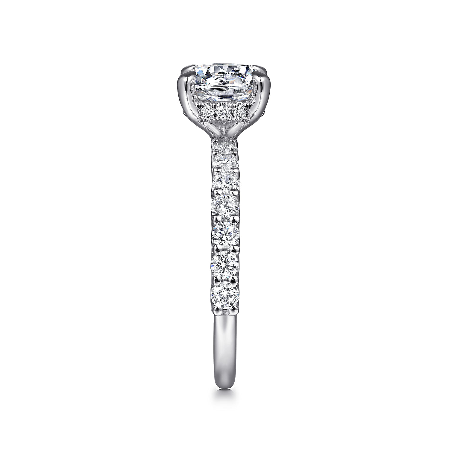 Florah - 14K White Gold Round Hidden Halo Diamond Engagement Ring - 0.7 ct - Shot 5