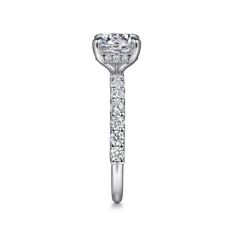 Florah - 14K White Gold Round Hidden Halo Diamond Engagement Ring - 0.7 ct - Shot 5