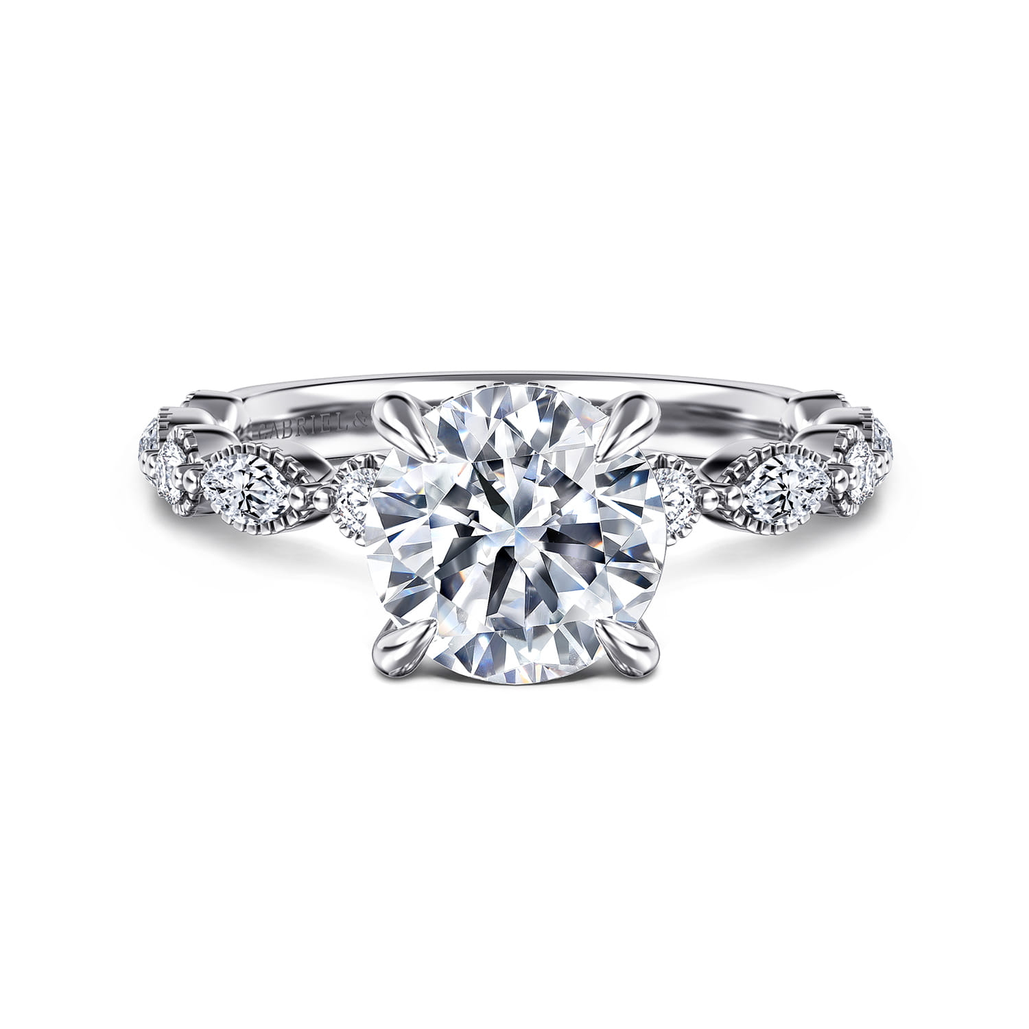 Lanna - 14K White Gold Round Diamond Engagement Ring - 0.5 ct - Shot 1