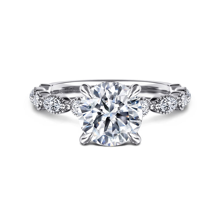 Lanna - 14K White Gold Round Diamond Engagement Ring - 0.5 ct - Shot 1