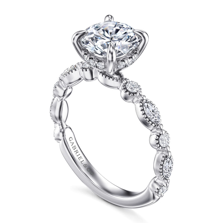 Lanna - 14K White Gold Round Diamond Engagement Ring - 0.5 ct - Shot 3