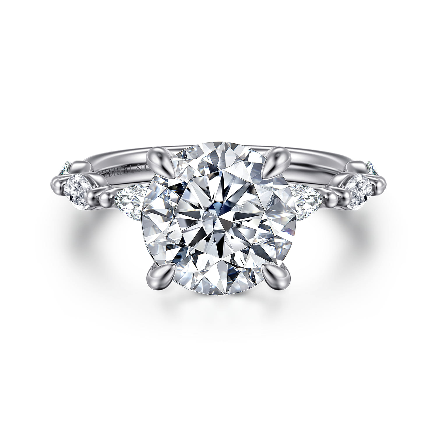 Caitte - 14K White Gold Round Double Prong Diamond Engagement Ring - 0.5 ct - Shot 1