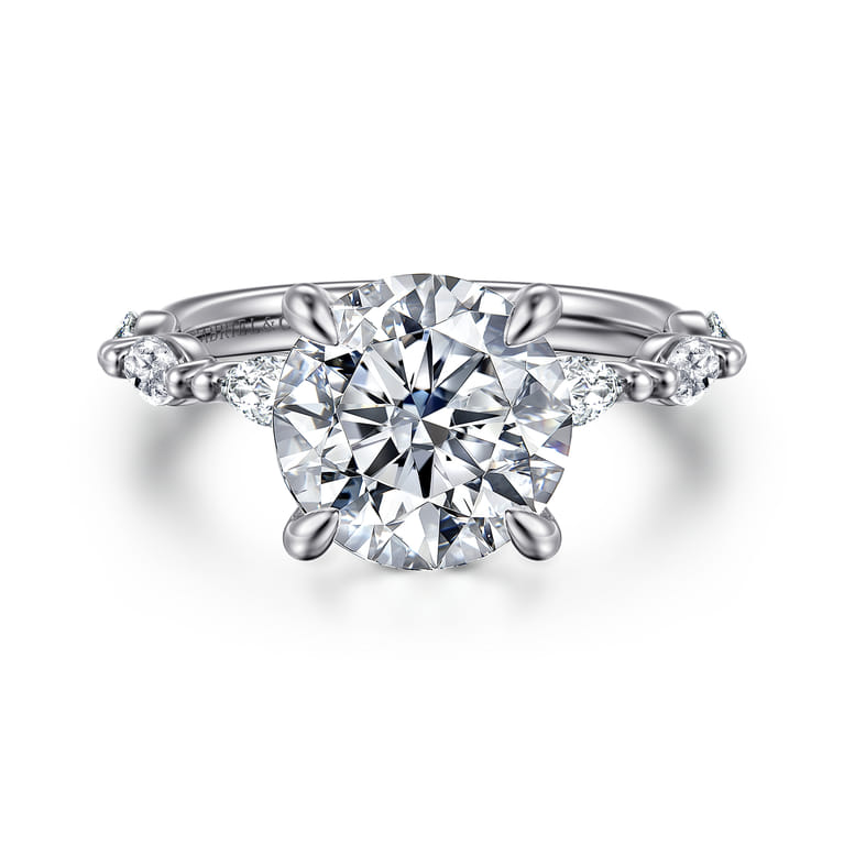 Caitte - 14K White Gold Round Double Prong Diamond Engagement Ring - 0.5 ct - Shot 1