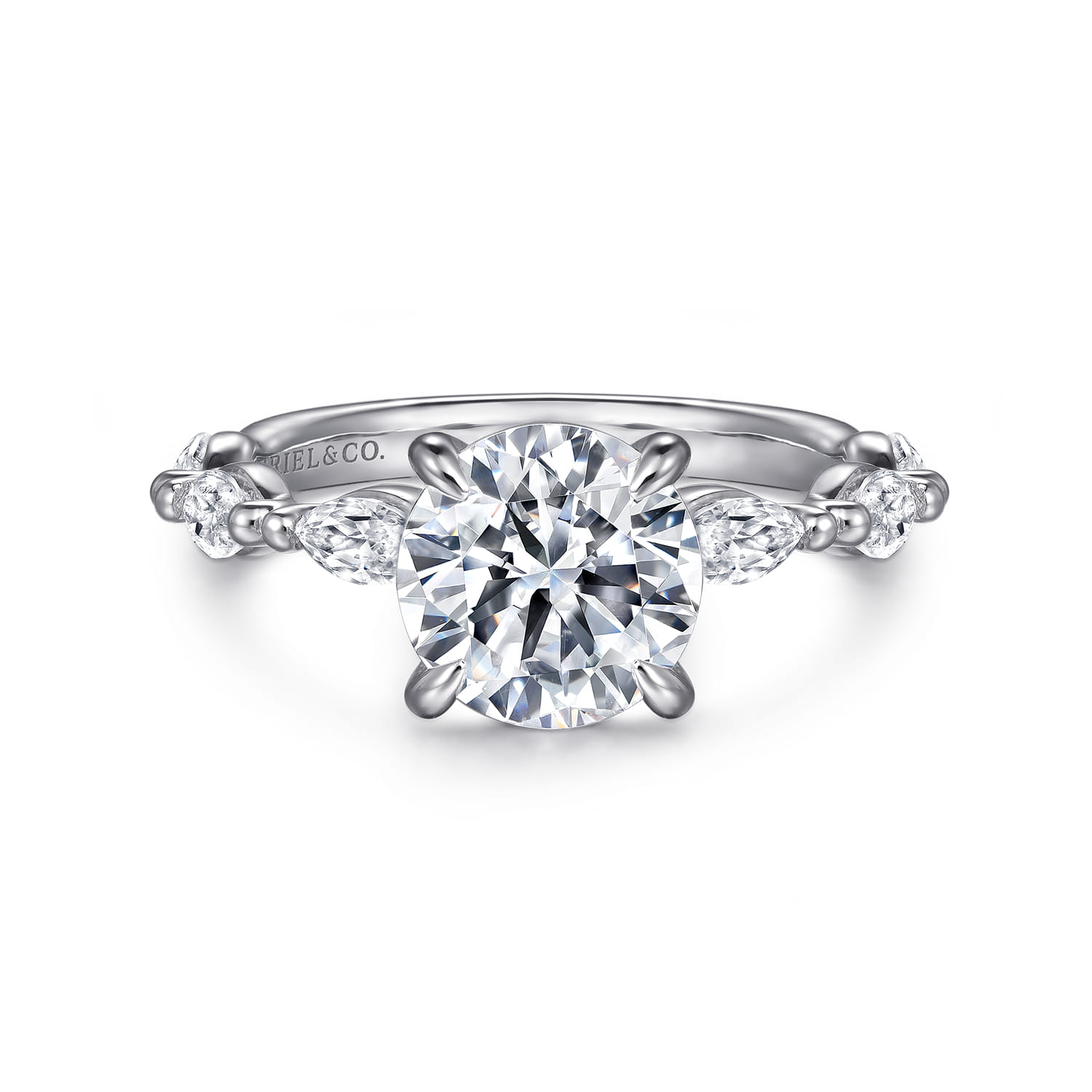 Caitte - 14K White Gold Round Double Prong Diamond Engagement Ring - 0.5 ct - Shot 1