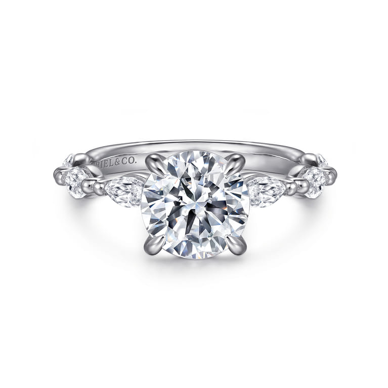Caitte - 14K White Gold Round Double Prong Diamond Engagement Ring - 0.5 ct - Shot 1